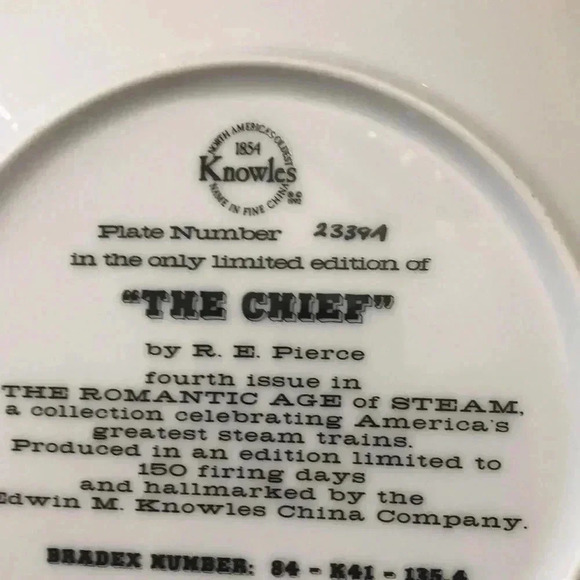 Knowles The Chief train plate collectible by R.E. Pierce - Picture 7 of 7